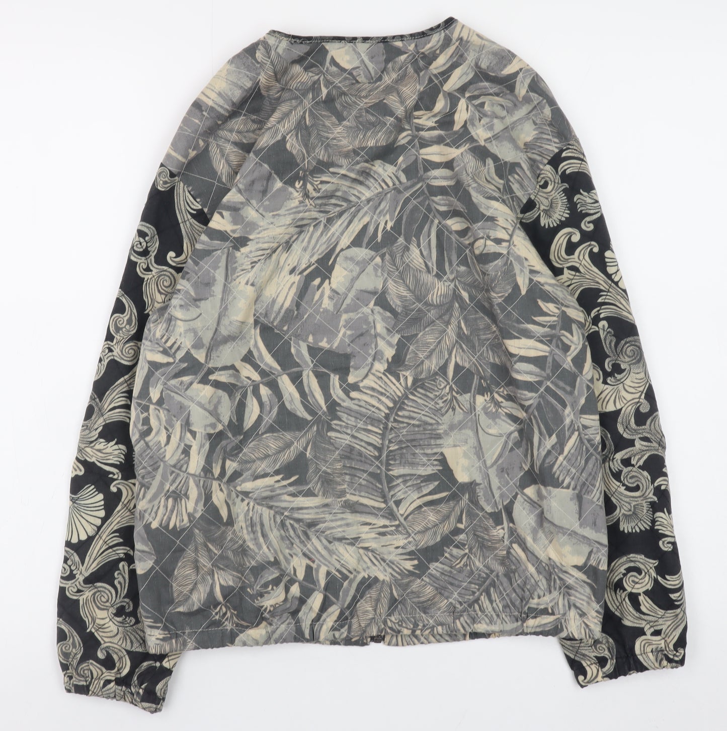 H&M Womens Grey Floral Quilted Bomber Jacket Size 6