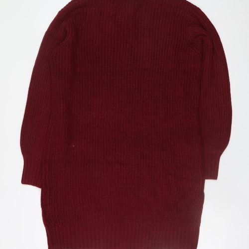 Threadbare Women’s Red Knit V-Neck Jumper Dress Size 10