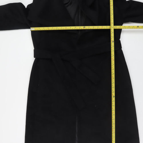 Marks and Spencer Womens Black Wool Blend Belted Trench Coat Size 12