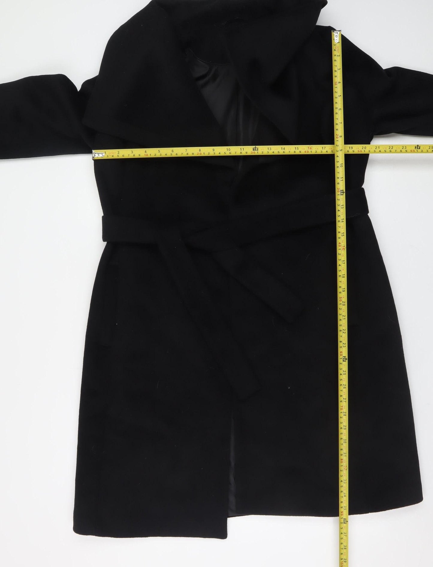 Marks and Spencer Womens Black Wool Blend Belted Trench Coat Size 12