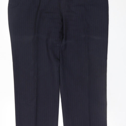 Jaeger Men's Navy Pinstripe Wool Dress Trousers 38S Regular Fit