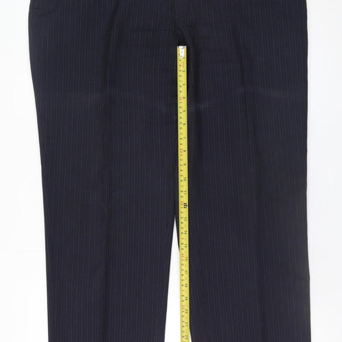 Jaeger Men's Navy Pinstripe Wool Dress Trousers 38S Regular Fit