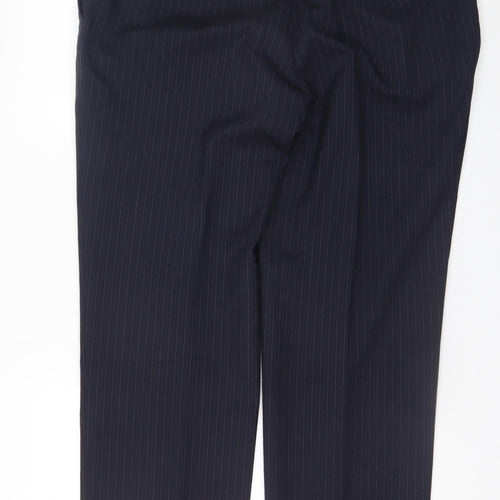 Jaeger Men's Navy Pinstripe Wool Dress Trousers 38S Regular Fit