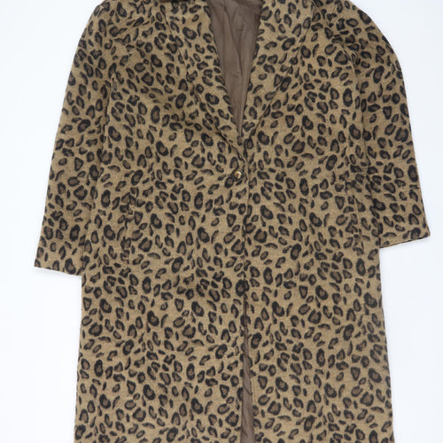 Cupcakes and Cashmere Women's Brown Leopard Long Wool Coat M