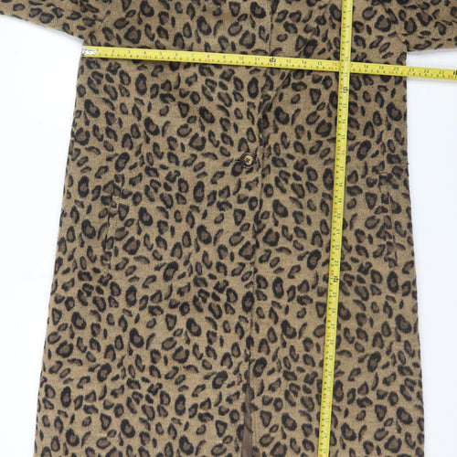 Cupcakes and Cashmere Women's Brown Leopard Long Wool Coat M