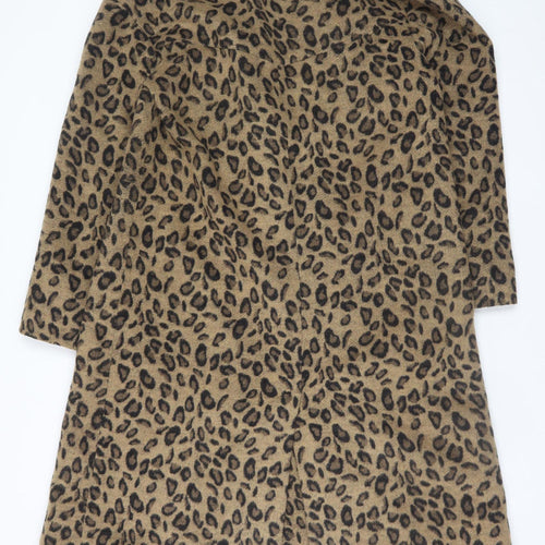 Cupcakes and Cashmere Women's Brown Leopard Long Wool Coat M