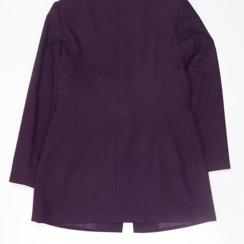 Isabelle Womens Purple Long Coat Size 14 Classic Collarless Overcoat