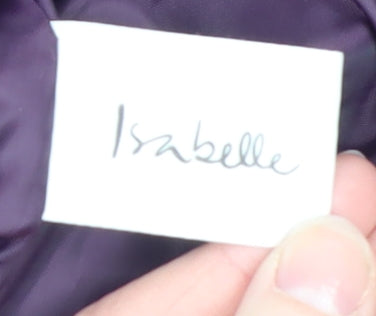 Isabelle Womens Purple Long Coat Size 14 Classic Collarless Overcoat