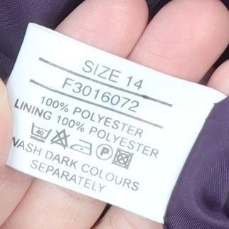 Isabelle Womens Purple Long Coat Size 14 Classic Collarless Overcoat