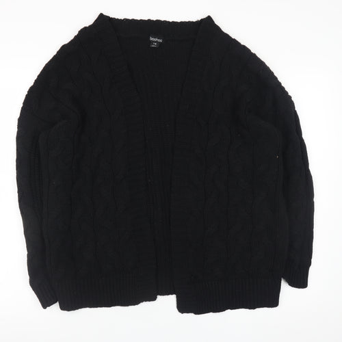 Boohoo Women’s Black Cable Knit Open Front Cardigan S