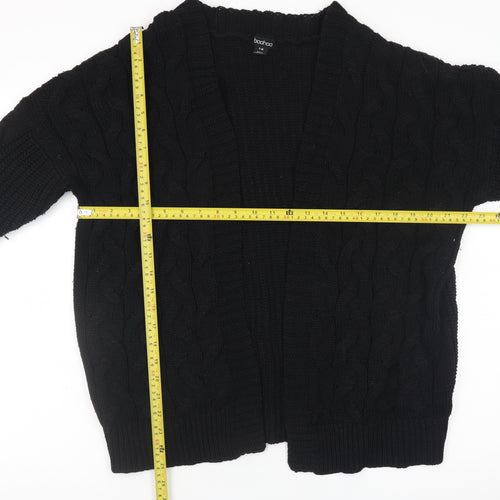 Boohoo Women’s Black Cable Knit Open Front Cardigan S