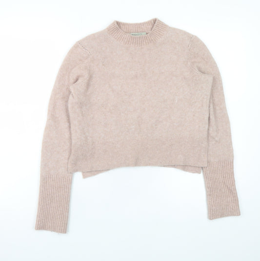 AllSaints Women Beige Alpaca Wool Crew Neck Jumper Size S