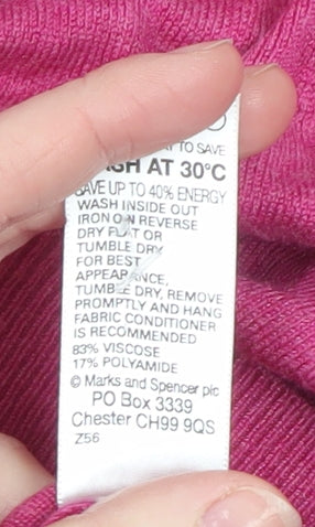 Marks and Spencer Womens Pink Ruffle Cardigan Size 12 V-Neck Knit