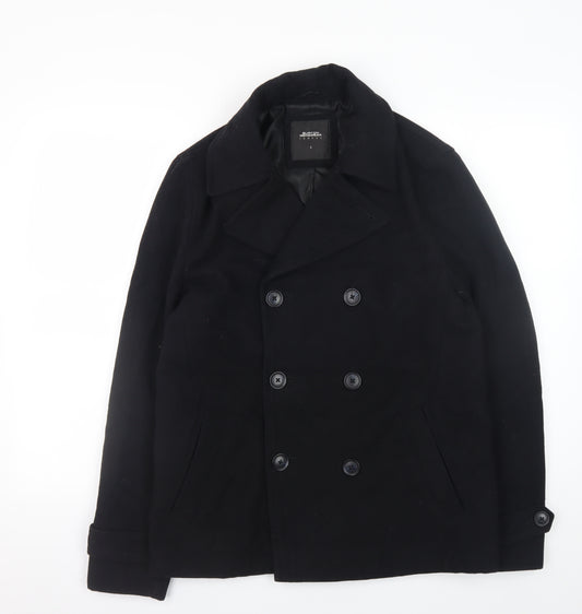 Burton Menswear London Men's Black Wool Pea Coat Size S
