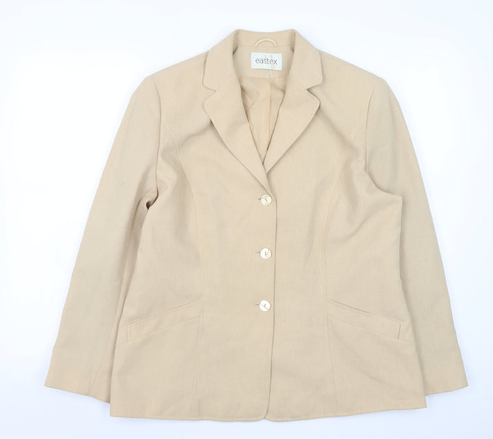 Eastex Women Beige Wool Blend Classic Blazer UK 14