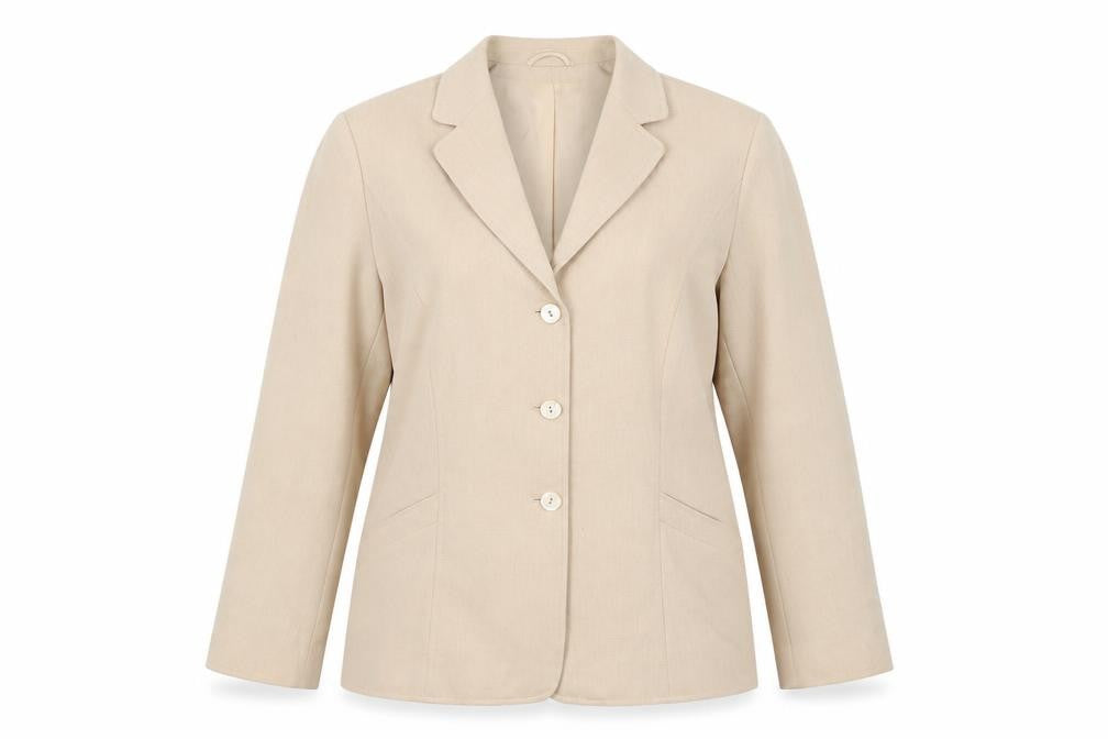 Front view of Eastex Women Beige Wool Blend Classic Blazer UK 14