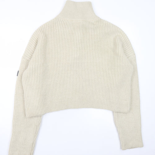 Urban Outfitters Women Ivory Chunky Knit Half Zip Jumper Size M