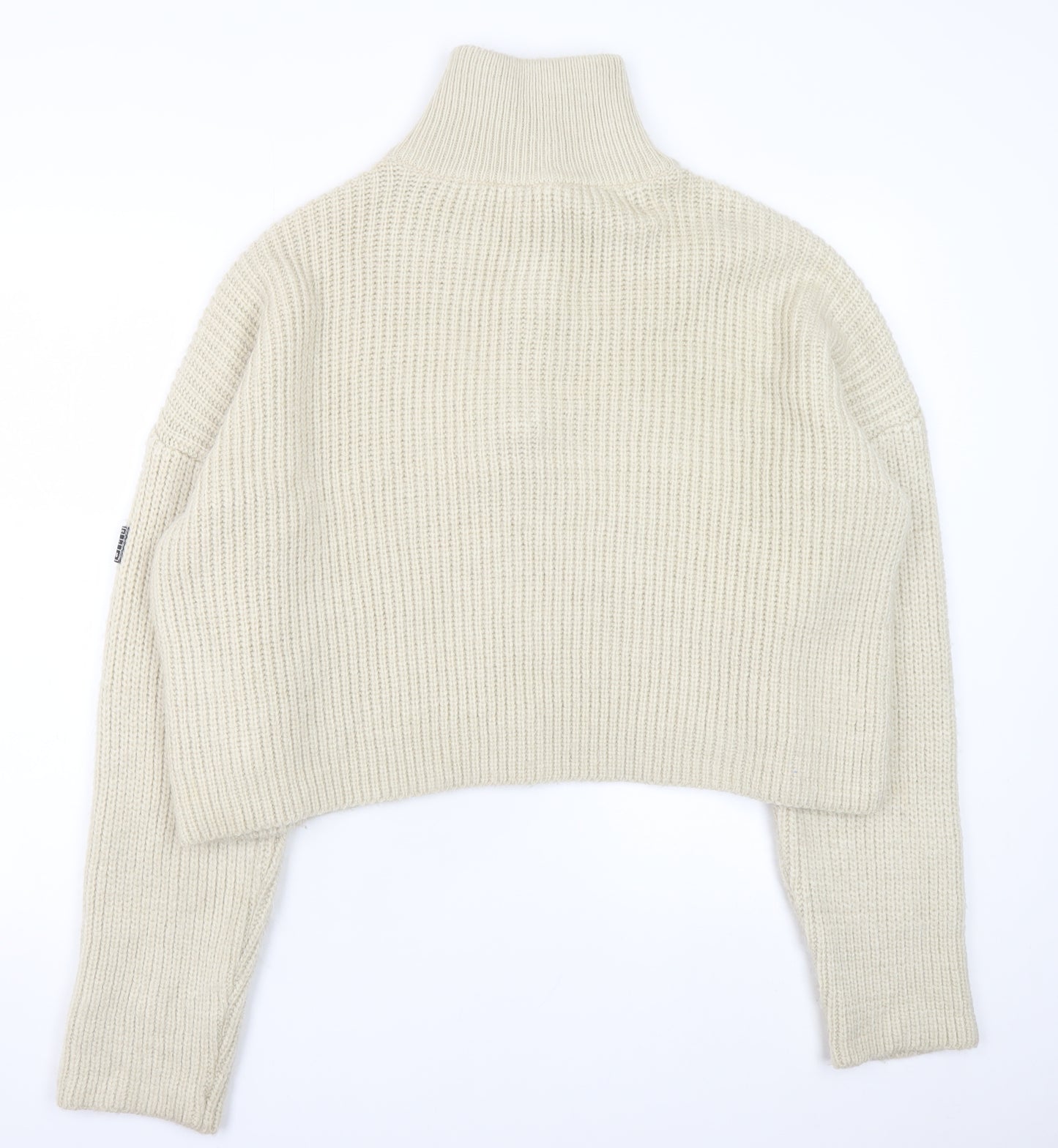 Urban Outfitters Women Ivory Chunky Knit Half Zip Jumper Size M