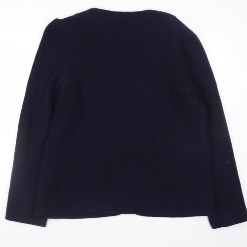 Gharani Strok Women Blue Wool Zip Jacket Size 16 Classic Style