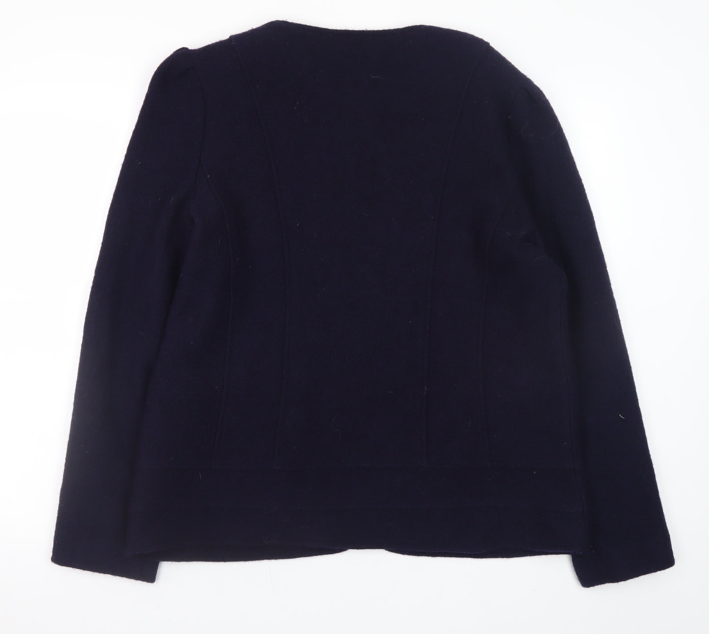 Gharani Strok Women Blue Wool Zip Jacket Size 16 Classic Style