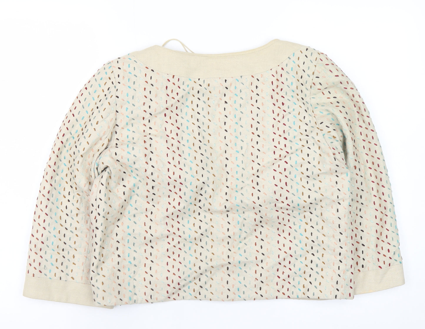 Marks and Spencer Womens Beige Linen Blend 3/4 Sleeve Jacket UK 12