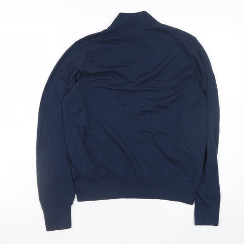 Uniqlo Men's Blue Wool Roll Neck Jumper Size S