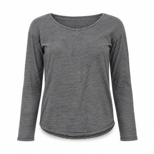 FatFace Womens Black Striped Long Sleeve Cotton Jersey Top Size 8