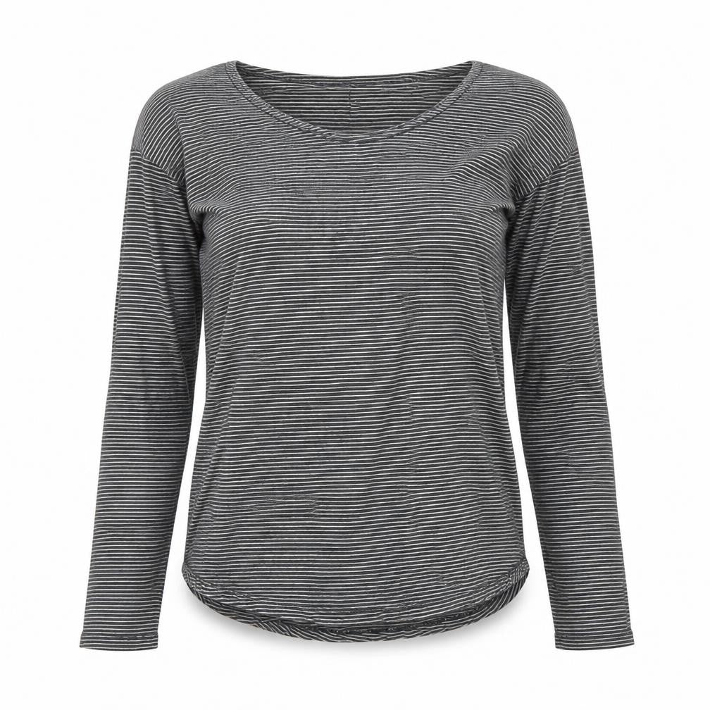 FatFace Womens Black Striped Long Sleeve Cotton Jersey Top Size 8