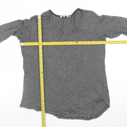 FatFace Womens Black Striped Long Sleeve Cotton Jersey Top Size 8