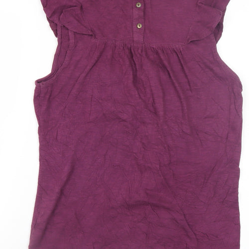 Fat Face Women's Purple Ruffle Sleeveless Tunic Blouse Size 8