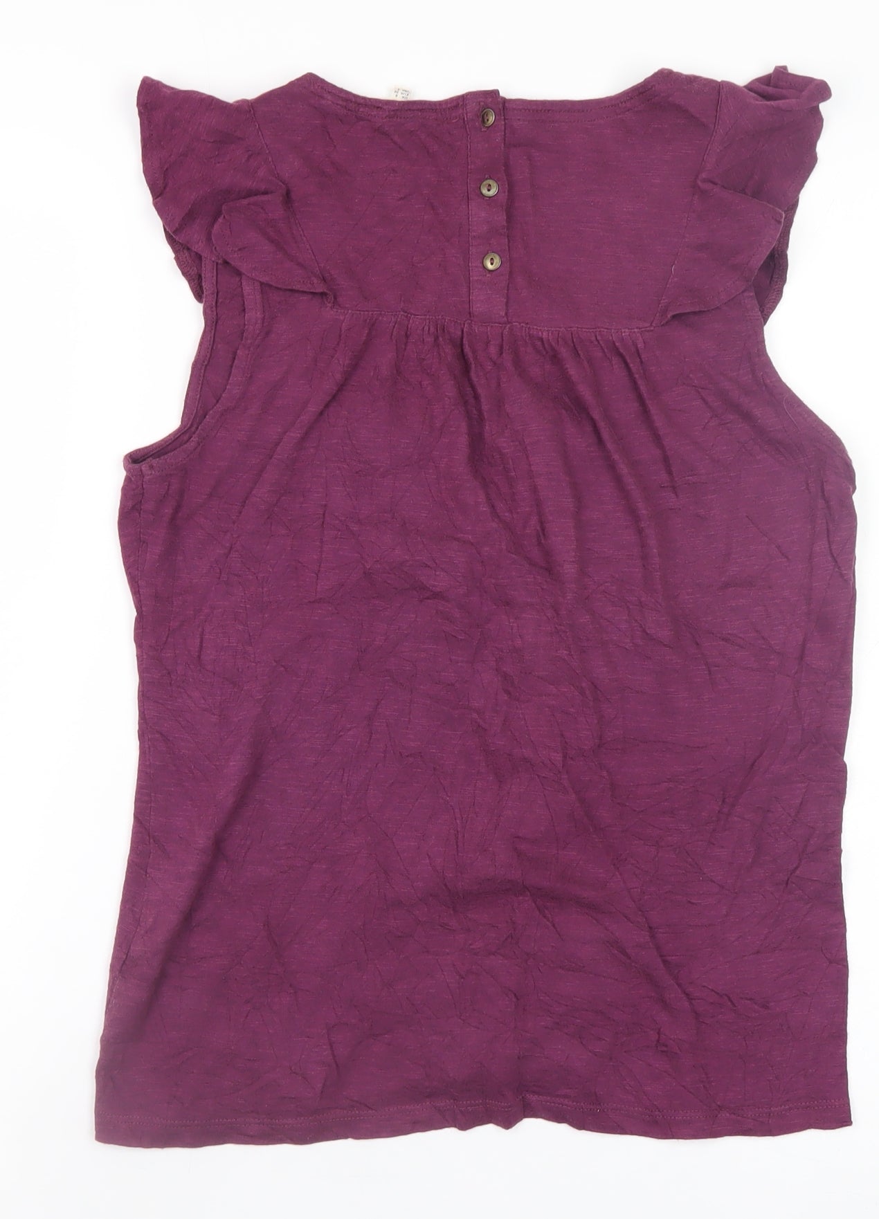 Fat Face Women's Purple Ruffle Sleeveless Tunic Blouse Size 8