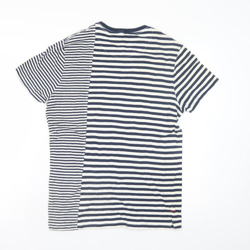 Kangol Women's Blue Striped Short Sleeve Cotton T-Shirt Size M