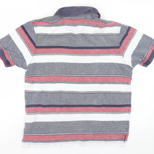 Marks and Spencer Men's Navy Mix Striped Cotton Polo Shirt Size S