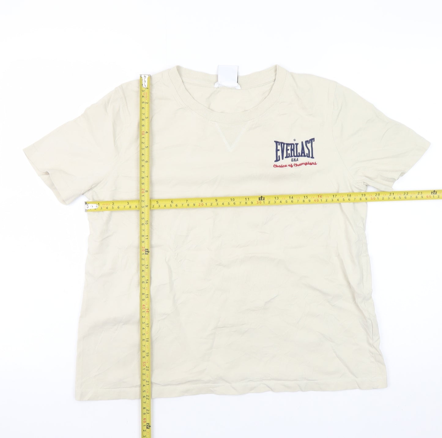 Everlast Women Beige Cotton Short Sleeve Basic T-Shirt M