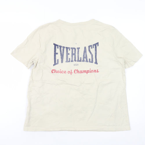Everlast Women Beige Cotton Short Sleeve Basic T-Shirt M