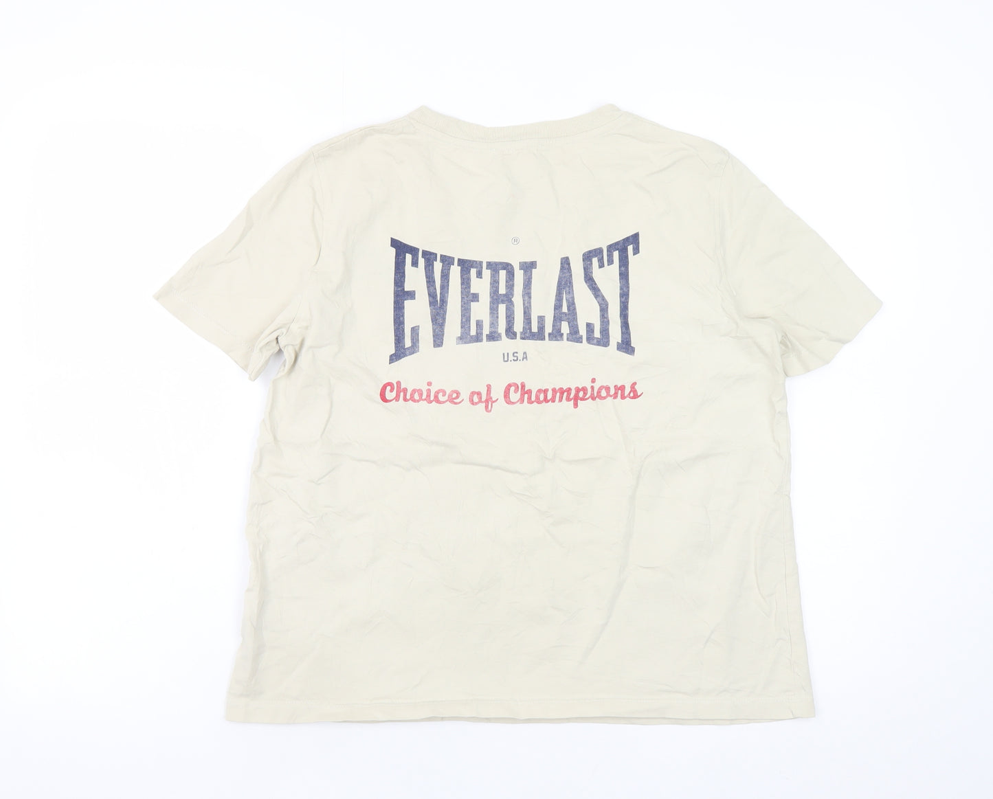 Everlast Women Beige Cotton Short Sleeve Basic T-Shirt M
