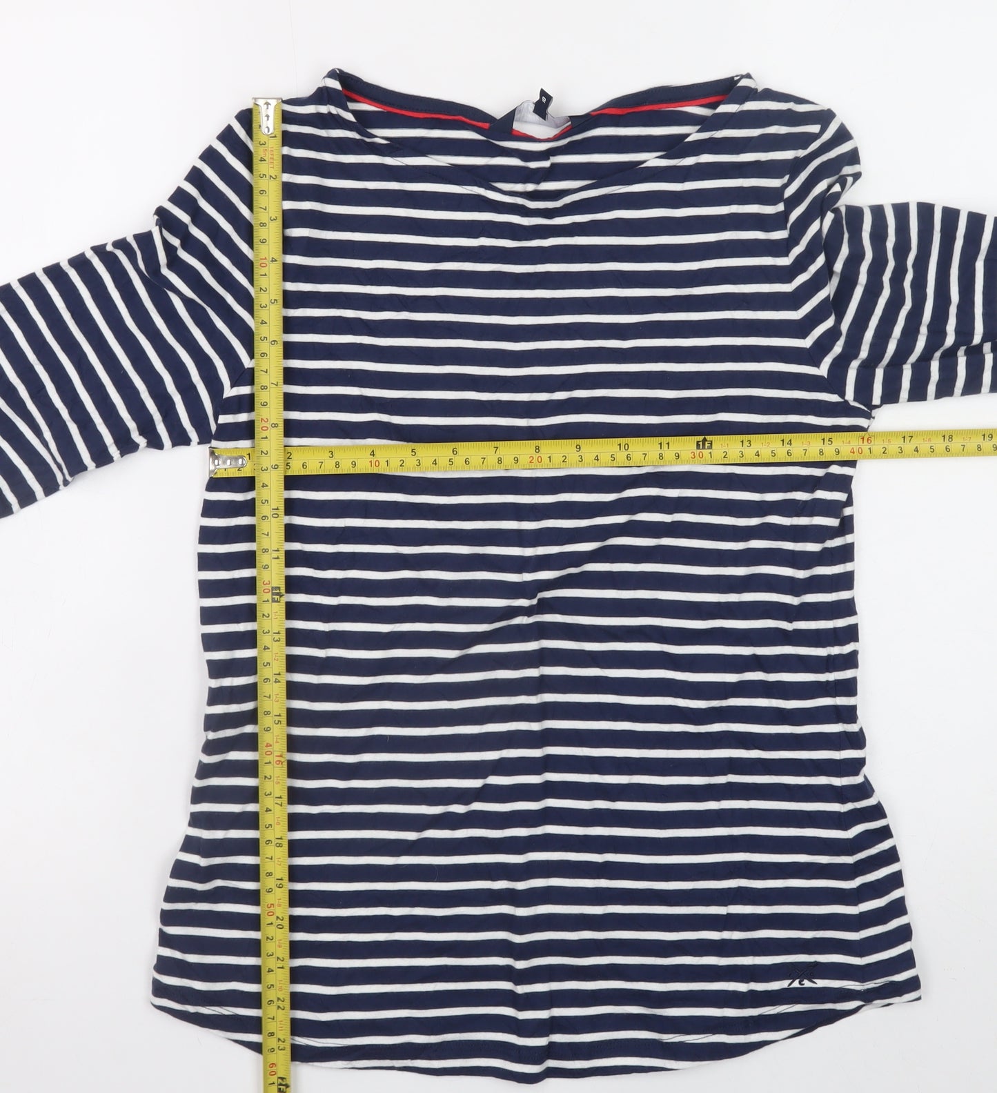Crew Clothing Company Women's Navy White Striped Long Sleeve Top Size 10