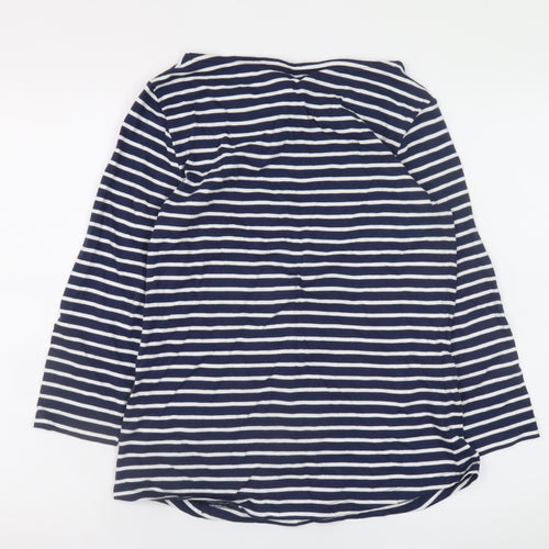 Crew Clothing Company Women's Navy White Striped Long Sleeve Top Size 10