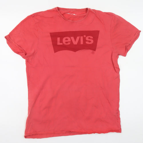 Levi's Mens Red Graphic Logo T-Shirt Size M Crew Neck Short Sleeve