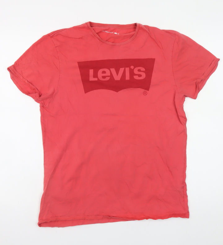Levi's Mens Red Graphic Logo T-Shirt Size M Crew Neck Short Sleeve