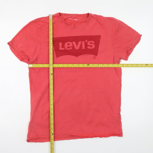 Levi's Mens Red Graphic Logo T-Shirt Size M Crew Neck Short Sleeve