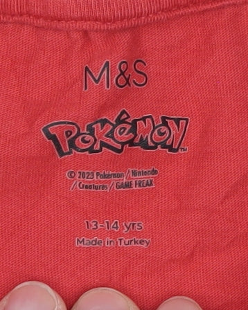 Marks and Spencer Boys Red Pokémon Pikachu T-Shirt 13-14 Years