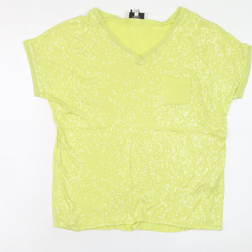 Next Women's Yellow Sequin V-Neck Short Sleeve T-Shirt Size 8