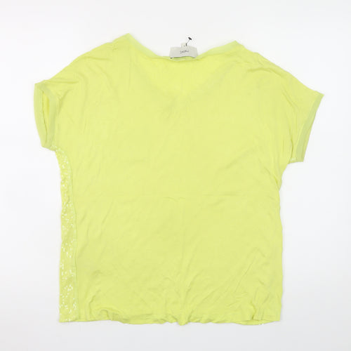 Next Women's Yellow Sequin V-Neck Short Sleeve T-Shirt Size 8