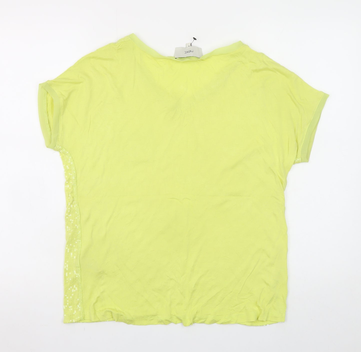 Next Women's Yellow Sequin V-Neck Short Sleeve T-Shirt Size 8