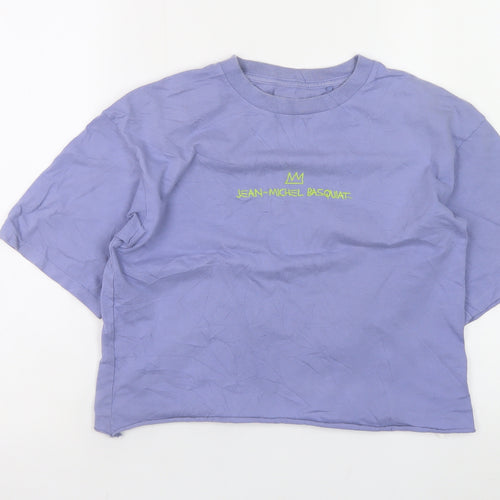 Uniqlo Women Purple Jean-Michel Basquiat Cropped Graphic T-Shirt XS