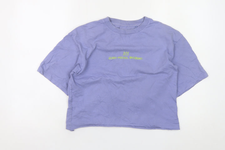 Uniqlo Women Purple Jean-Michel Basquiat Cropped Graphic T-Shirt XS