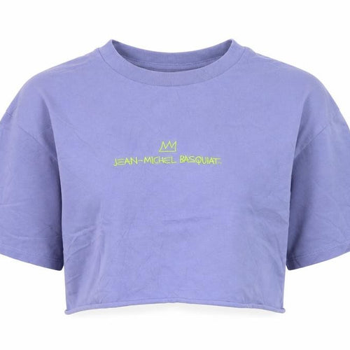 Uniqlo Women Purple Jean-Michel Basquiat Cropped Graphic T-Shirt XS