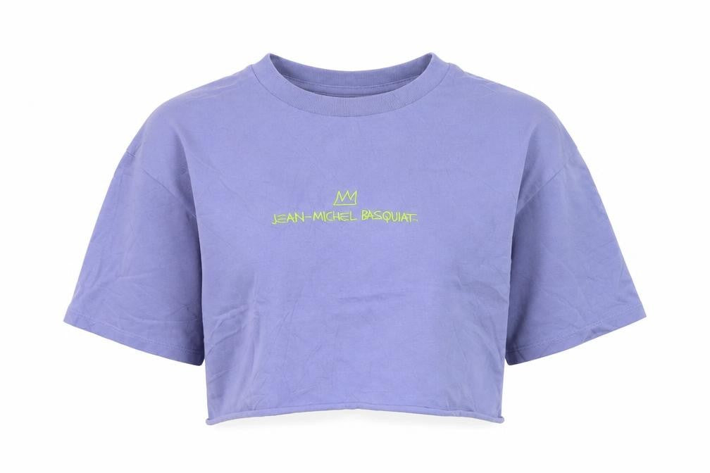 Uniqlo Women Purple Jean-Michel Basquiat Cropped Graphic T-Shirt XS