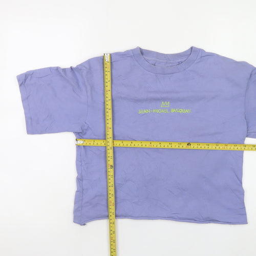 Uniqlo Women Purple Jean-Michel Basquiat Cropped Graphic T-Shirt XS